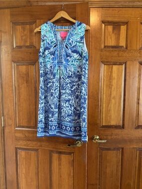 Lilly Pulitzer Blue & Aqua Floral V-Neck Shift Dress